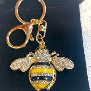 NEW Gold and Yellow Rhinestone Bee Keychain/Bag Charm